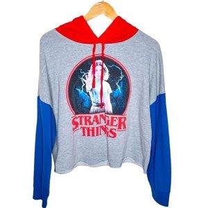 Netflix Stranger Things Color Block Cropped Hoodie